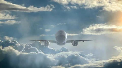 The plane is flying above the clouds Stock Footage 122408722