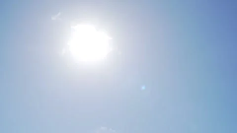 Plane flying across the sky with clouds and past the sun Stock Footage 275520558