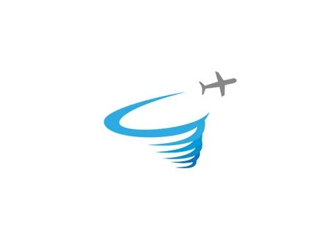 Plane flying and making a round storm logo Stock Illustration