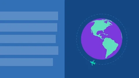 Plane flying around Earth. Template for infographic about global transportation Stock Footage 99750841
