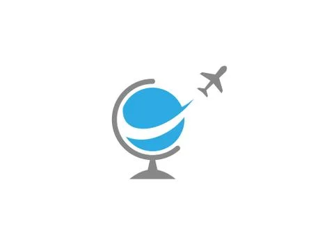 Plane flying around the globe Stock Illustration