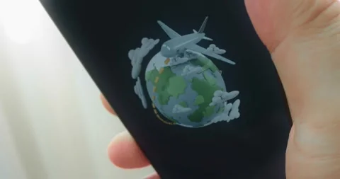 Plane flying around the planet Earth, travel concept, presentation Video stock 313438881