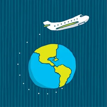 Plane flying around the world Stock Illustration