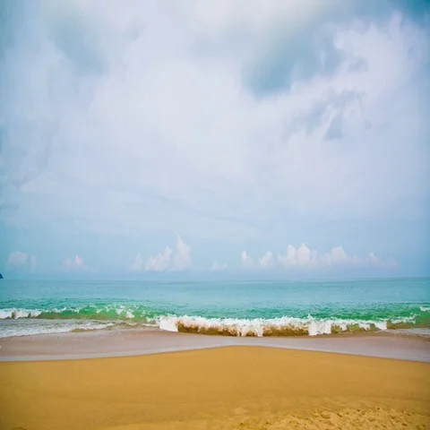 Plane flying away against the background of the beach Stock Footage 69280030