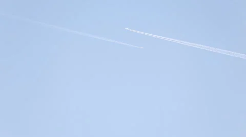 Plane is flying on a blue sky Stock Footage 50547069