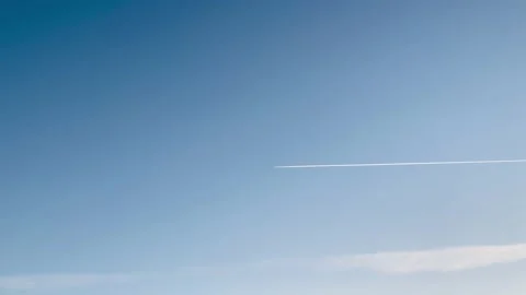 Plane is flying in the blue sky Stock Footage 146897830