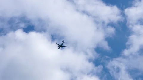 Plane Flying in Blue Sky Stock-Footage 158345759