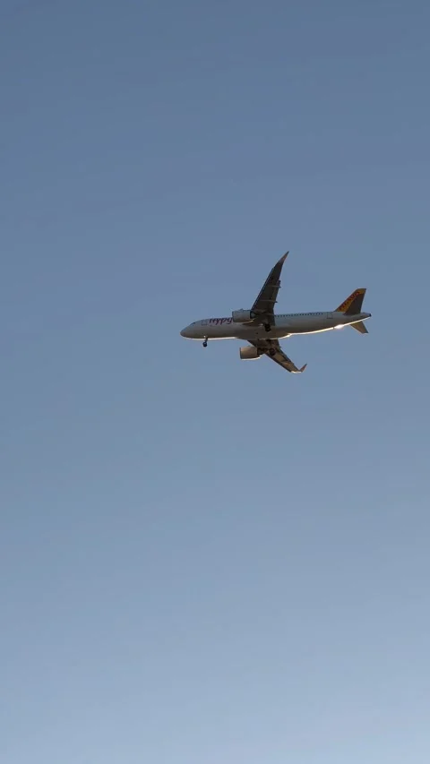 Plane flying in blue sky Stock Footage 337231010