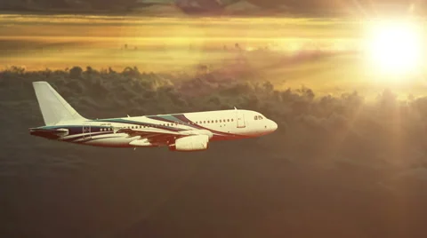 The plane is flying in the clouds. Bright sunlight Stock Footage 61135997