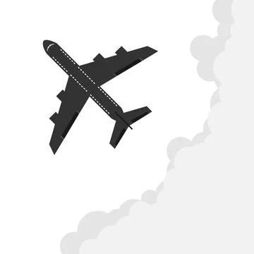 A plane flying in clouds in gray Stock Illustration