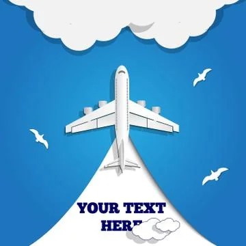 The plane is flying in the clouds. Stock Illustration