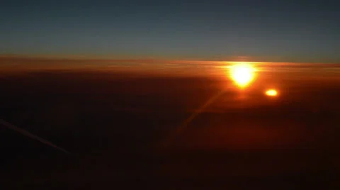 Plane flying by at dawn high altitude HD Stock-Footage 39902350