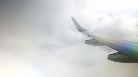 Plane flying in the fog Stock Footage 91037631