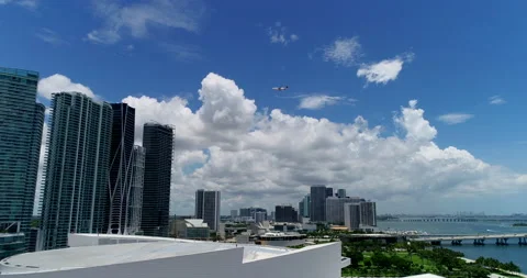 Plane flying into Miami Stock Footage 160365255