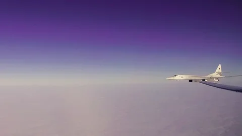 The plane is flying near the wing Stock Footage 124366045