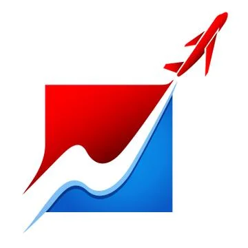 Plane flying out of the square - logo design Stock Illustration