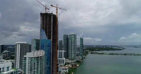 Plane flying over Biscayne Bay Stock Footage 156979529