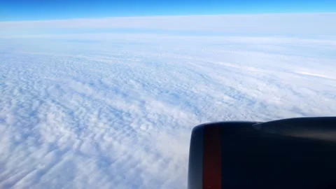 The plane is flying over the clouds. White darkness Stock Footage 167022573