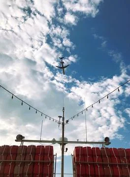Plane flying over the deck Stock Photos
