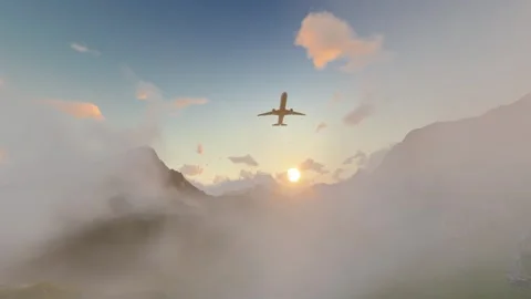 Plane flying over mountains and hills Stock Footage 291001378