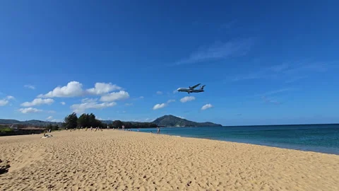 Plane is flying over the ocean Stock Footage 304324243