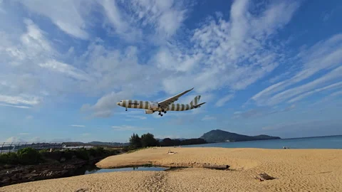 Plane is flying over the ocean Stock Footage 304327267