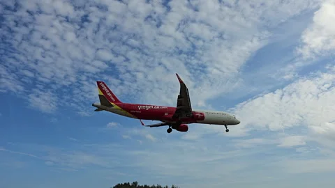 Plane is flying over the ocean Stock Footage 304328755