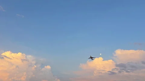 Plane is flying over the ocean Stock Footage 304410375