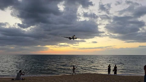 Plane is flying over the ocean Stock Footage 304412803