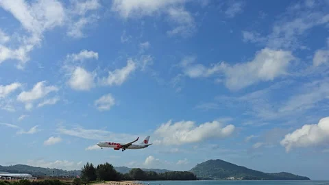 Plane is flying over the ocean Stock Footage 304416581