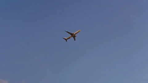 Plane is flying over the ocean Stock Footage 304424011