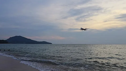 Plane is flying over the ocean Stock Footage 304426998