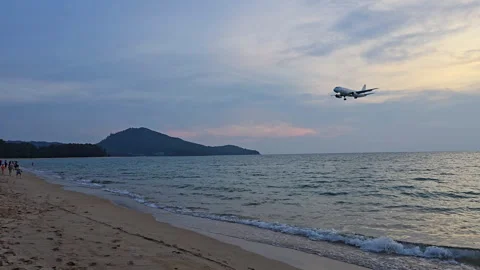 Plane is flying over the ocean Stock Footage 304427608