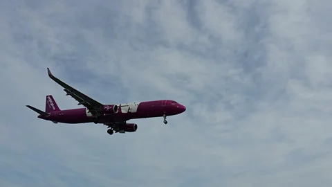 Plane is flying over the ocean Video stock 305033007