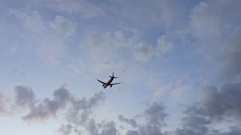 Plane is flying over the ocean Stock Footage 305040591