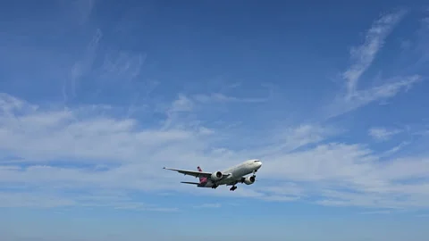 Plane is flying over the ocean Stock Footage 305048465