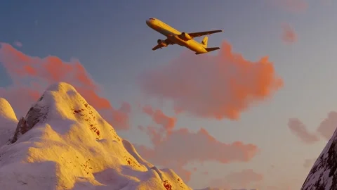 Plane flying over snowy mountains Stock Footage 276482960