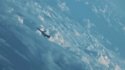 The plane is flying in a right turn Stock Footage 124416040