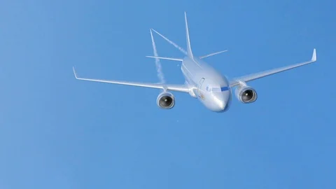 Plane flying in the sky. 3D render. Alpha matte Stock Footage 92326136