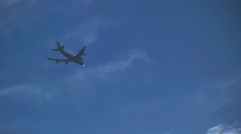 Plane flying sky blue clouds Stock Footage 43389971