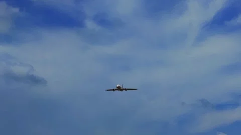 Plane flying on sky video Stock Footage 307821224