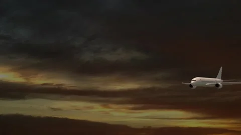 Plane flying on sky video Stock Footage 307821235