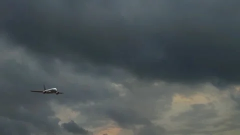 Plane flying on sky video Stock Footage 307821250