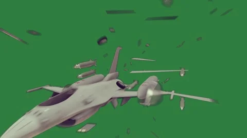 A plane flying through the air on green screen and with in sky group of Stock-Footage 337342173