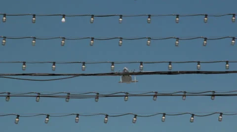 Plane flying through lamps Stock Footage 23296766