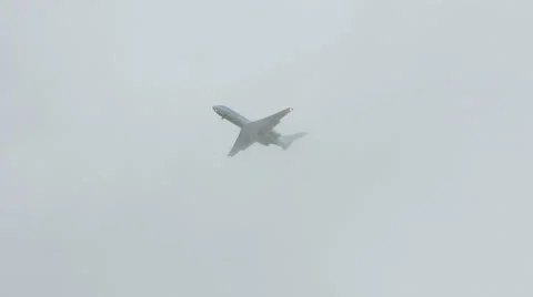Plane flying through thick rain clouds Stock Footage 48578312