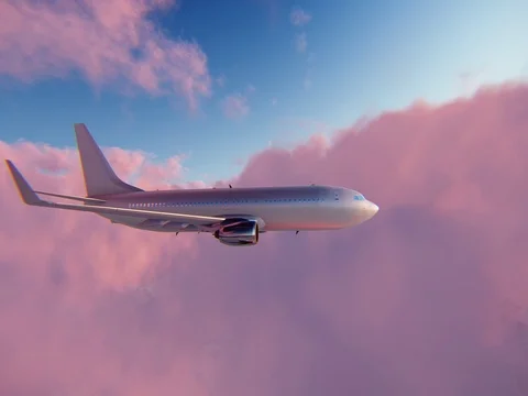 PLANE FLYING TOWARDS SUNRISE Stock Footage 72431641