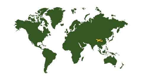 Plane flying on the world map	 Stock Footage 326705562