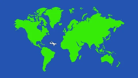 Plane flying on the world map	 Stock Footage 326705564