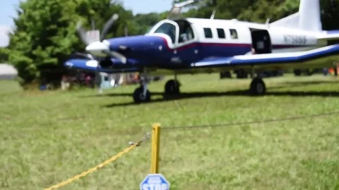 Plane Full of Skydivers Preparing for Takeoff Video stock 84082884